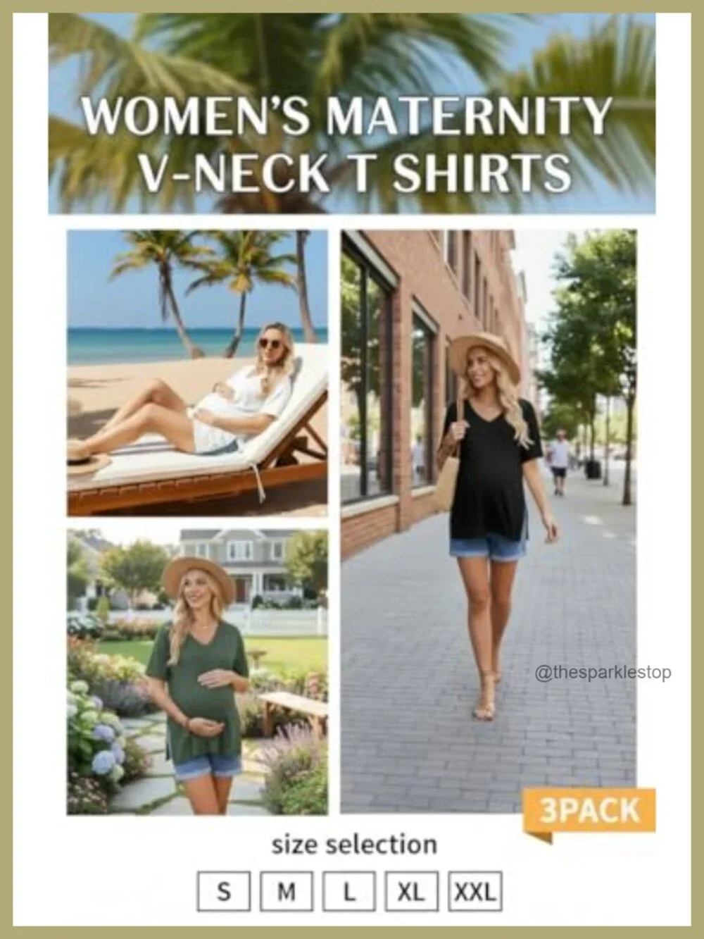 Maternity Shirts 3 Pack Oversized Pregnancy Tops Summer Short Sleeve V Neck